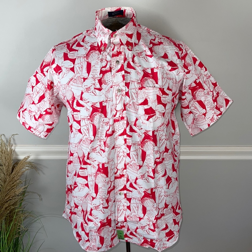 Kenneth Gordon Pink Medium Golf Print Shirt